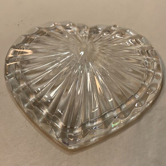 24 K Lead Crystal Heart Shaped Trinket Box Lid EUC - Picture 6 of 7